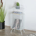 White Iron Blair Side Table with Bookshelf and Magazine Storage, and a Top Shelf for Home Decor Display