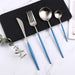 Silver and Sky Blue 24-Piece Dinnerware Cutlery Set | Flatware Sets | Metallic Cutlery Sets | Silver And Sky Blue Cutlery | Stylish Cutlery | Modern Flatware | Elegant Flatware | Estilo Living