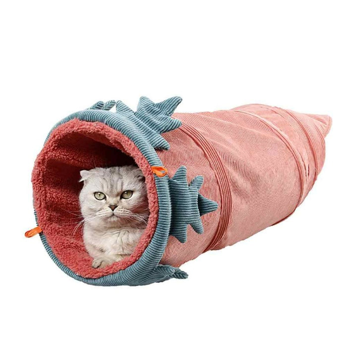 Summer Garden Corduroy Cat Tunnel | Cat Toys | Cat Entertainment | Collapsible Cat Tunnel | Cute Cat Tunnels | Sunflower Cat Tunnel | Eggplant Cat Tunnel | Carrot Cat Tunnel | Farmhouse Cat Tunnels | Estilo Living  