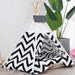 Black and White Chevron Pattern Modern Boho Dog Teepee with Plush Dog Bed Cushion