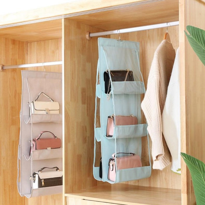 Double Layered Hanging Wardrobe Organizer Storage Bag | Bag Storage | Wardrobe Storage | Space Saving Storage | Closet Storage | Hanging Storage | PVC Storage Bags | Estilo Living 