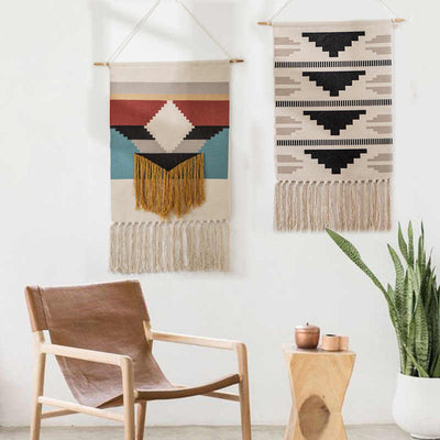 Marsala Woven Hanging Tapestry with Tassels - Wall Art for Living Room - Wall Decor - Macrame - Estilo Living