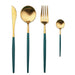 Gold and Green 24-Piece Dinnerware Cutlery Set | Flatware Sets | Metallic Cutlery Sets | Mint And Gold Cutlery | Stylish Cutlery | Modern Flatware | Elegant Flatware | Estilo Living