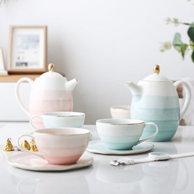 Pastel Ombre Teapot Sets | Ceramic Teapot | Porcelain Teapot | Ombre Tea Sets | Pastel Teapots | Blue Teapot | Pink Teapot | Estilo Living