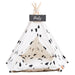 White with Black Pine Trees Canvas Cotton Modern Boho Cat Teepee with Plush Cat Bed Cushion, from Pet Teepees and Pet Accessories Collection, at Estilo Living