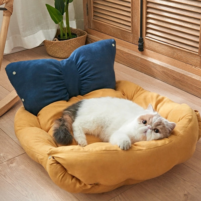 Cute Bow Multifunctional Plush Cat Mattress & Cat Bed | Cat Bed | Pet Beds | Cat Mattress | Pet Mattress | Foldable Mattress for Cats | Boho Cat Bed | Cute Cat Beds | Cat Cushions | Estilo Living