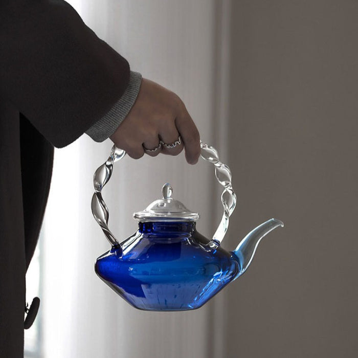 Royal Blue Vintage Glass Teapot with Infuser | Glass Teapots | Teaware | Coffeeware | Blue Teapots | Retro Teapots | Vintage Teapots | Tea | Estilo Living