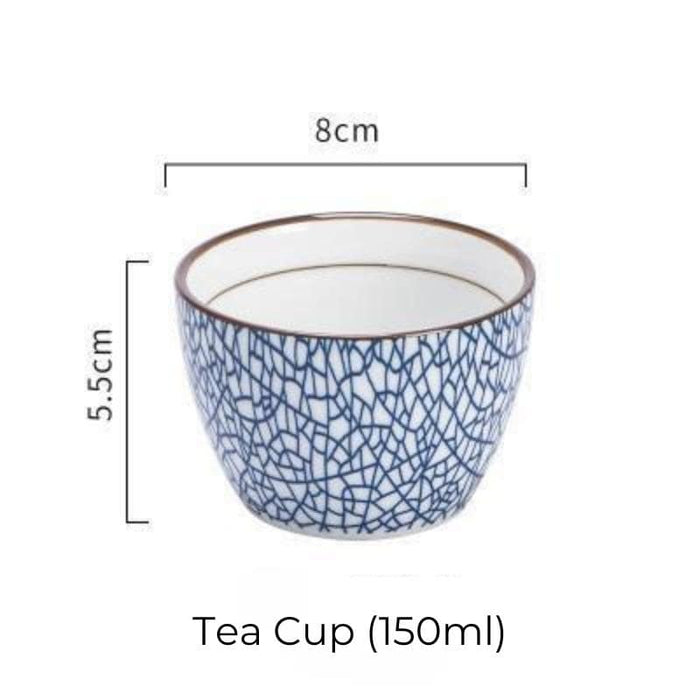 Traditional Japanese Ceramic Dinnerware Collection - Tea Cup (150ml) | Ceramic Dinnerware Set | Ceramic Dinner Set | Porcelain Dinnerware Set | Japanese Dinnerware Set | Ramen Bowl Set | Japanese Noodle Bowl | Buy Online Now at Estilo Living