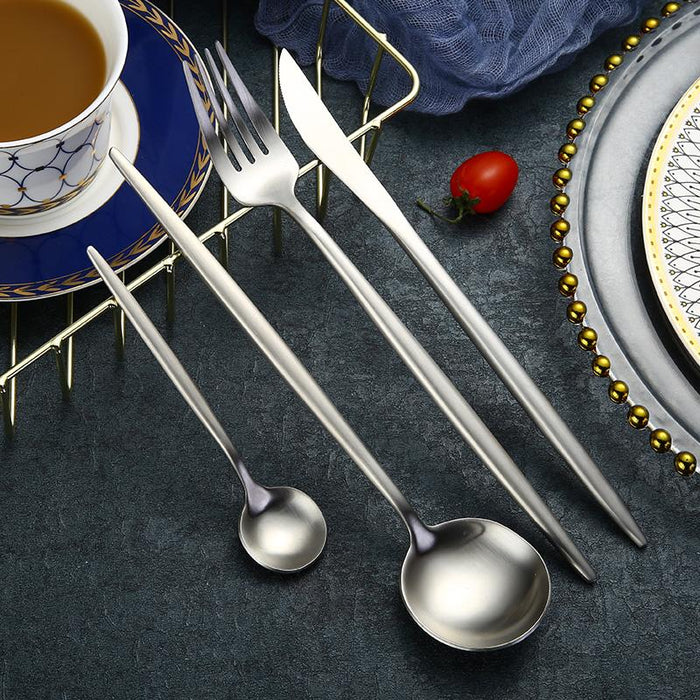 Silver 24-Piece Dinnerware Cutlery Set | Flatware Sets | Metallic Cutlery Sets | Silver Cutlery | Stylish Cutlery | Modern Flatware | Elegant Flatware | Estilo Living