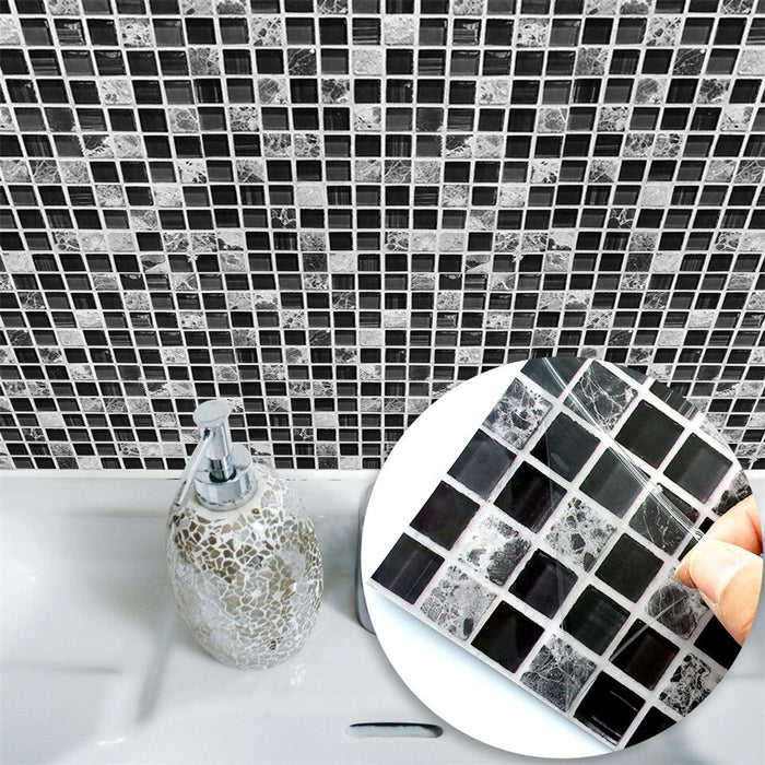 Black and White Mosaic Self Adhesive 3D DIY Tiles