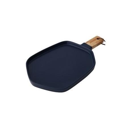 Cuisinier Ceramic Serving Plates with Wooden Handles-Kitchen-Estilo Living-Navy Blue-Large-Estilo Living