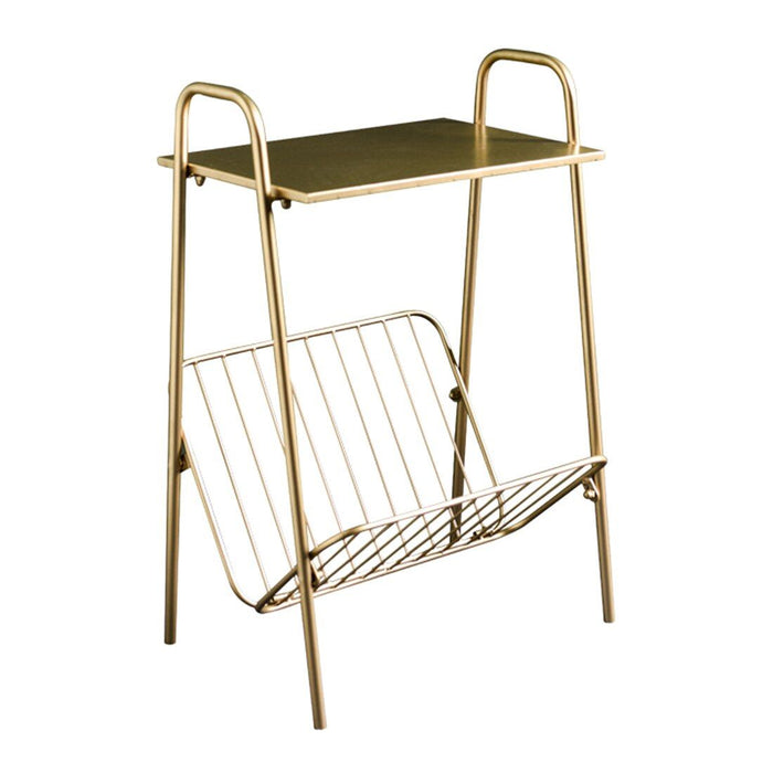 Golden Metal Side Table Rack | Metal Side Tables | Storage Side Table | Living Room Furniture | Magazine Rack & Book Rack | Buy Golden Side Table Online Now from Estilo Living