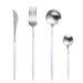 Silver and White 24-Piece Dinnerware Cutlery Set | Flatware Sets | Metallic Cutlery Sets | Silver And White Cutlery | Stylish Cutlery | Modern Flatware | Elegant Flatware | Estilo Living