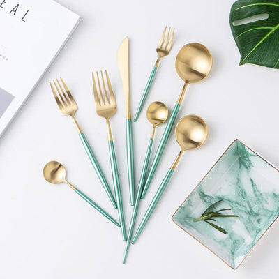 Gold and Turquoise Dinnerware Cutlery Set-Kitchen-Estilo Living-Select-Estilo Living