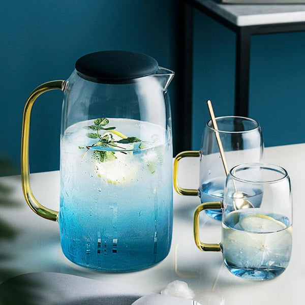 Buy Heat Resistant Borosilicate Glass Water Pitcher With Bamboo Lid And  Stainless Steel Strainer, 1800 ML Online