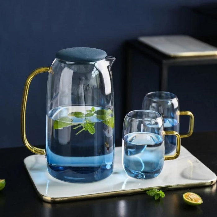 Isle of Capri Glass Pitcher Set with Glass Cups - Buy Glass Drinkware Online - from Estilo Living