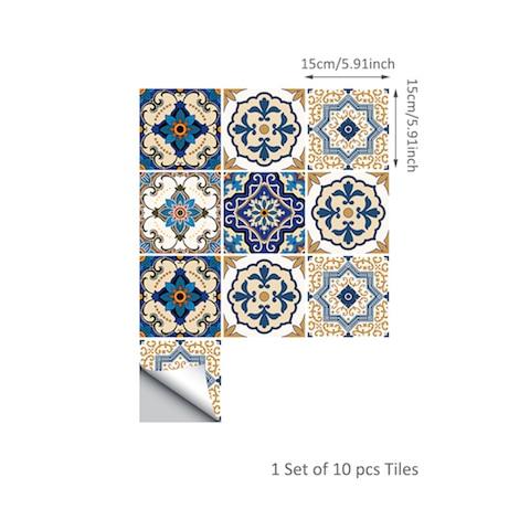 Moroccan-Style Tile Decal Set-Designer Decal-Estilo Living-15cm x 15cm-10 Pieces-Estilo Living