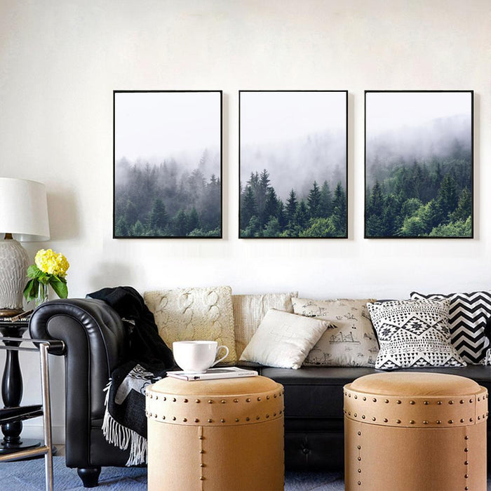 Nordic Misty Mountain Forest Canvas Print Collection-Wall Art-on Canvas-Estilo Living