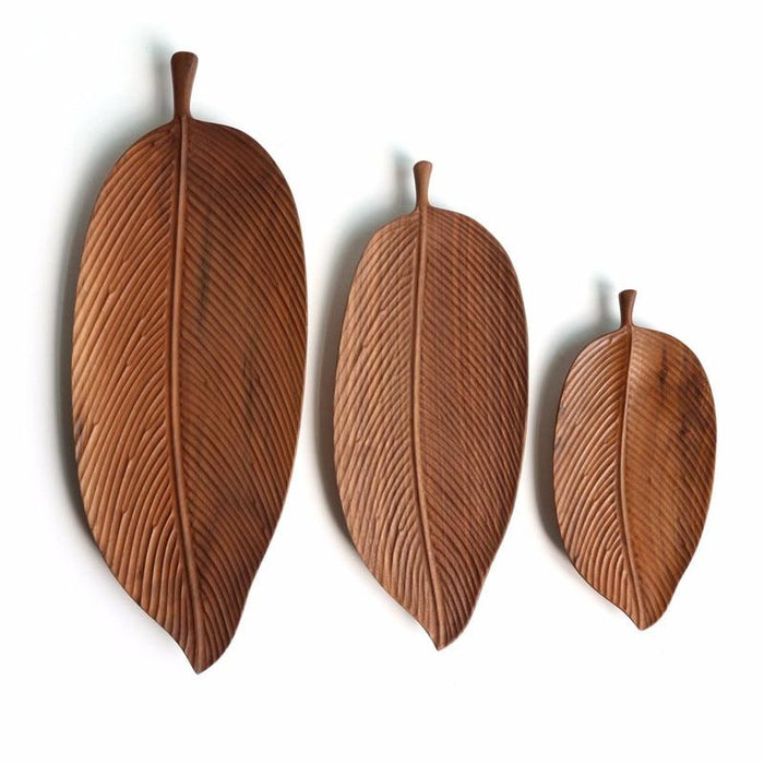 Oriental Leaf Wooden Serving Trays-Home Decor Kitchen Collection-Estilo Living