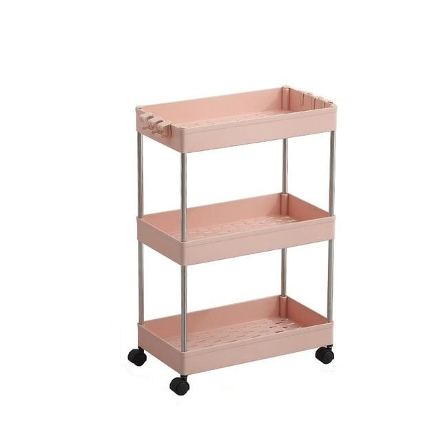 Pink Mobile Trolley Shelves Organizer for Kitchen Storage by Estilo Living