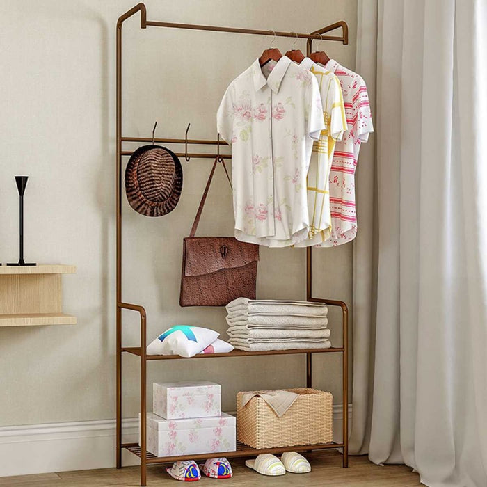 The Stella Standing Clothes Hanger Rack with Storage Shelves | Entryway Storage | Wardrobe Storage | Estilo Living