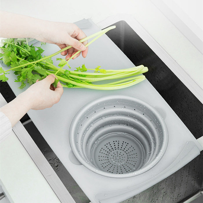 Multi-Functional Chopping Board & Folding Strainer Basket for Sink | Kitchen Tools | Cutting Boards | Kitchen Strainers | Kitchen Drainers | Over The Sink Chopping Boards | Kitchen Space Savers | Estilo Living