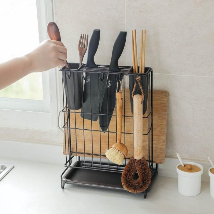 Modern Metal Standing Knife and Utensil Kitchen Drying Rack | Kitchen Storage | Estilo Living