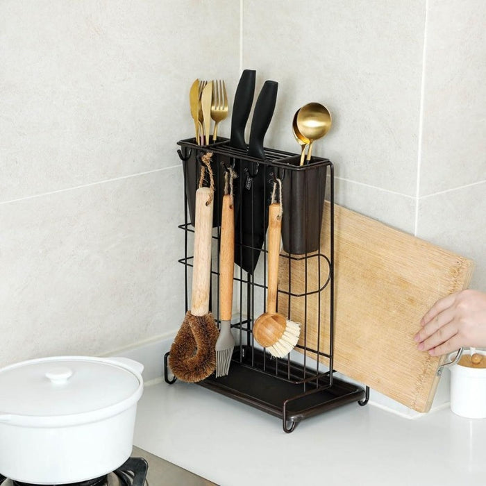 Modern Metal Standing Knife and Utensil Kitchen Drying Rack | Kitchen Storage | Estilo Living