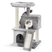 Cute cat using the Cat Condo Climbing Cat Tree with Scratching Posts in Gray color from Estilo Living, Buy Cat Climbing Tree with Cat Scratching Post Online Now!