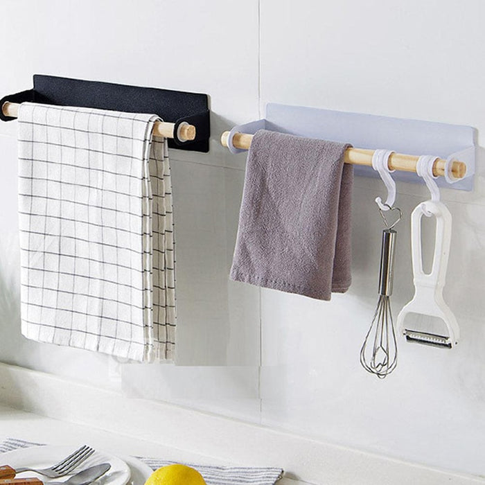 Two White and Black the Lindsay Towel Rack & Paper Towel Holders in the kitchen, from Estilo Living