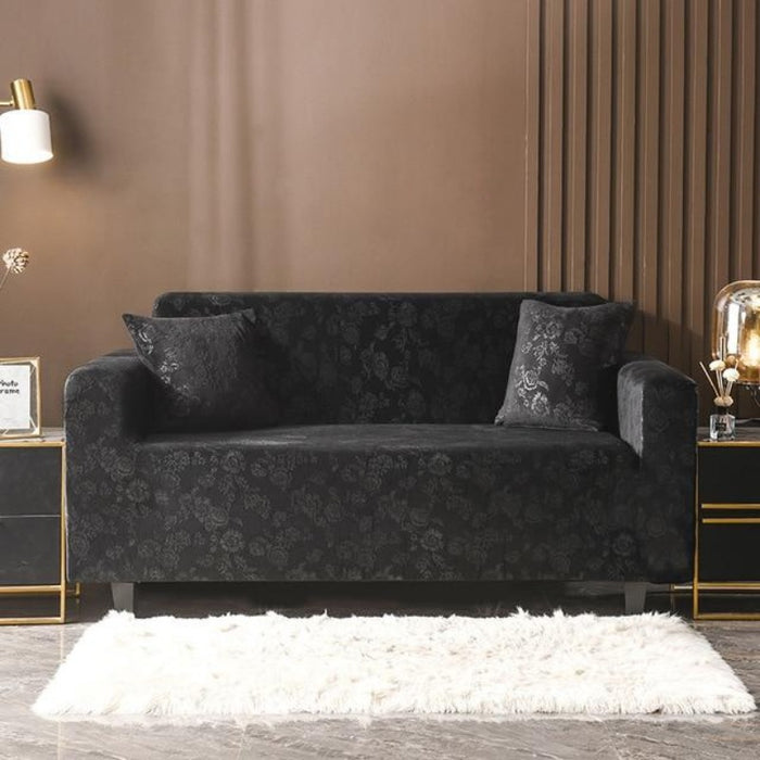 Ambretta Velvet Embossed Stretch Sofa Slip Covers for 1/2/3/4 Seater Sofas | Couch Covers | Pet Couch Protectors | Sofa Covers | Sectional Couch Covers | L-Shaped Couch Covers | Slip Covers | Estilo Living