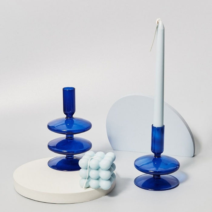 Blue Horizon Glass Taper Candle Holder & Vase Collection | Home Decor | Blue Glass Candle Holders | Estilo Living