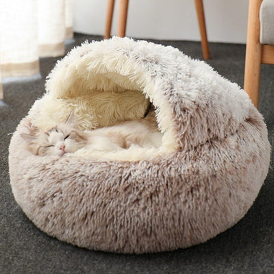 Round Plush Calming Cat Cave - Cat Beds & Cat Nests | Estilo Living
