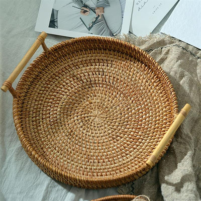 Handwoven Round Rattan Storage Trays | Decorative Trays | Display Trays | Estilo Living