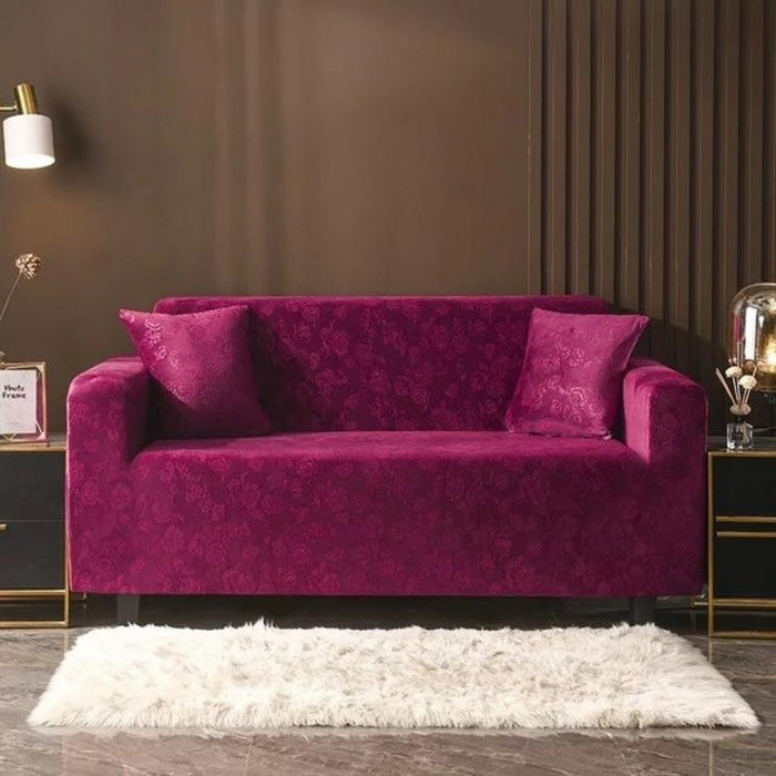 Ambretta Velvet Embossed Stretch Sofa Slip Covers for 1/2/3/4 Seater Sofas | Couch Covers | Pet Couch Protectors | Sofa Covers | Sectional Couch Covers | L-Shaped Couch Covers | Slip Covers | Estilo Living