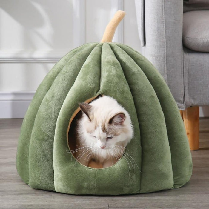 Pumpkin Cat Cave with Removable Cat Bed Cushion | Cat Beds | Pet Beds | Pet Caves | Plush Cat Beds | Estilo Living