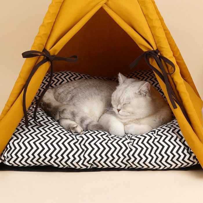 Marigold Pet Teepee for Dogs and Cats with Cushion | Dog Teepee | Cat Teepee | Pet Teepee | Dog Tent | Cat Tent | Pet Tent | Dog Beds | Cat Beds | Estilo Living