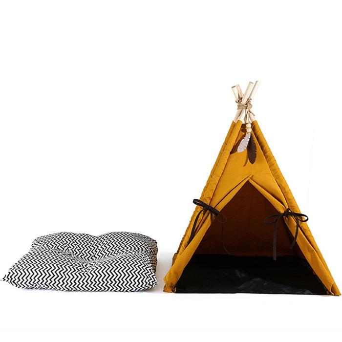 Marigold Pet Teepee for Dogs and Cats with Cushion | Dog Teepee | Cat Teepee | Pet Teepee | Dog Tent | Cat Tent | Pet Tent | Dog Beds | Cat Beds | Estilo Living