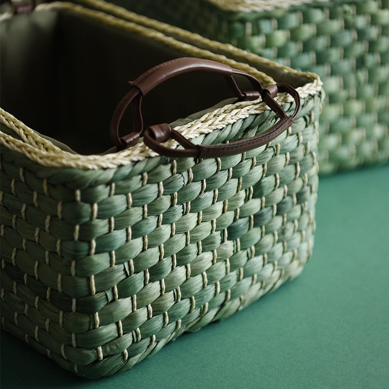 Green Farmhouse Woven Storage Baskets - Decor Baskets | Estilo Living