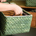 Green Farmhouse Woven Storage Baskets | Farmhouse Baskets | Corn Husk Baskets | Woven Country Baskets | Woven Storage Baskets | Stylish Storage | Living Room Storage | Green Woven Baskets | Estilo Living