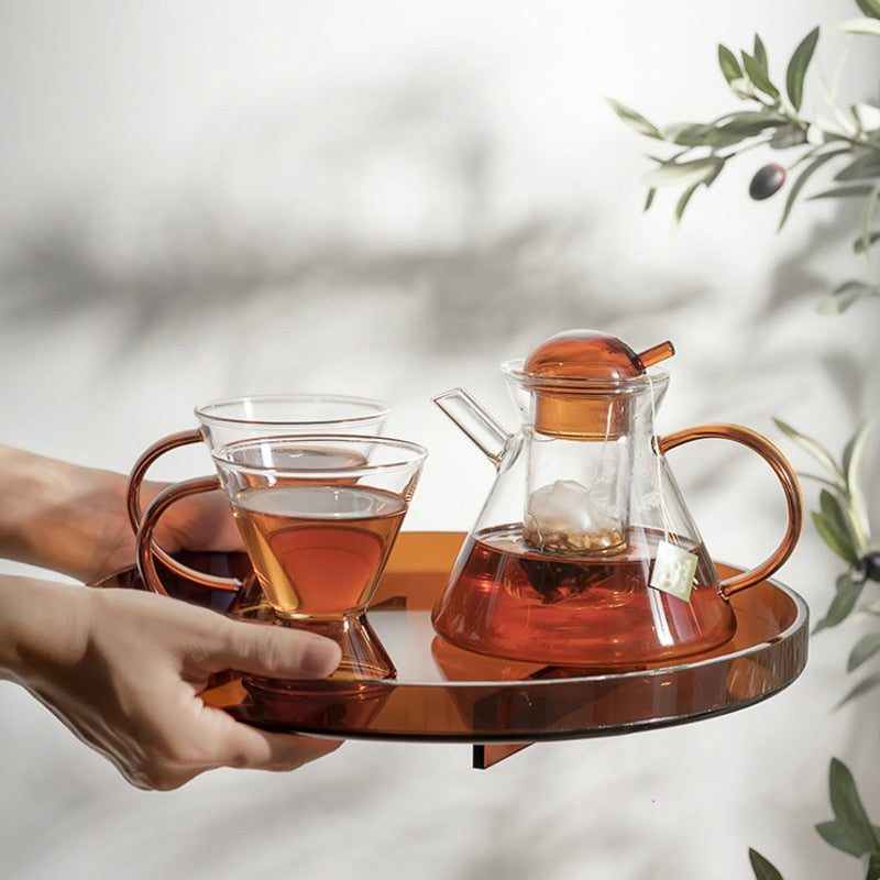 Glass Tea Pot With Amber Handle – Long's Tea