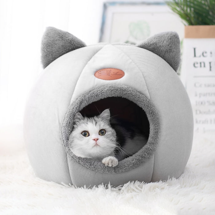 Cute Kitty Calming Cat Cave with Removable Cat Bed Cushion | Cat Beds | Pet Beds | Pet Caves | Plush Cat Beds | Estilo Living