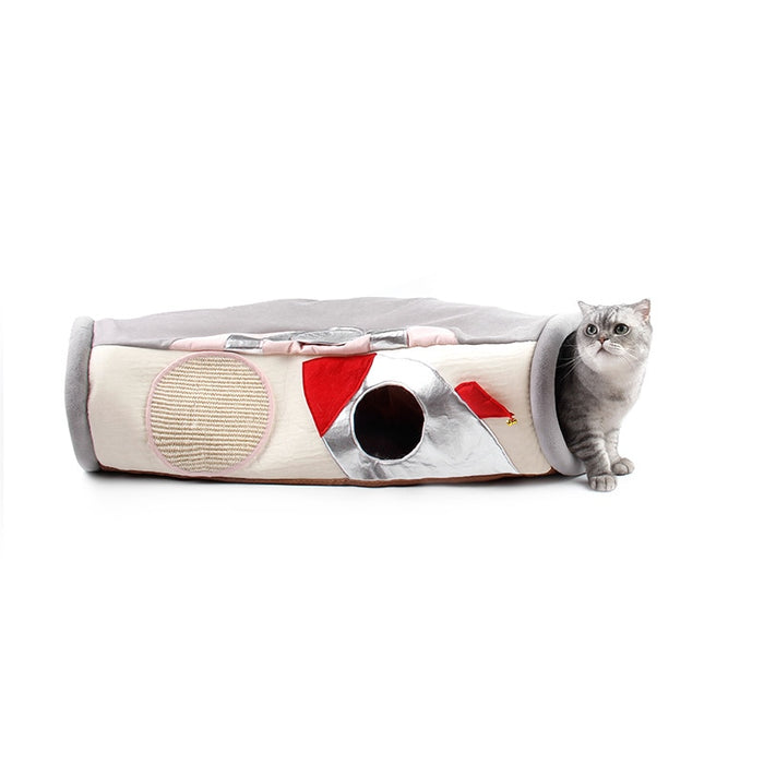 Spaceship Rocket Cat Tunnel with Cat Scratch Pad | Cat Toys | Cat Entertainment | Collapsible Cat Tunnel | Cute Cat Tunnels | Boat Cat Tunnel | Stylish Cat Tunnel | Fun Cat Tunnel | Adventure Cat Tunnels | Estilo Living  