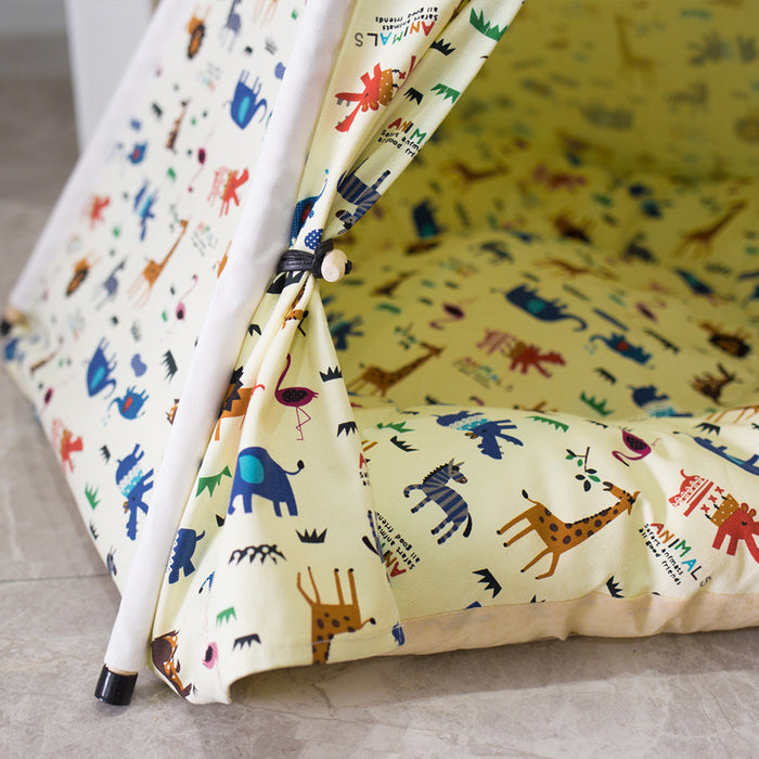 Safari Dog Teepee with Plush Dog Bed Cushion | Dog Tent | African Safari Dog Bed | Stylish Dog Beds | Best Dog Teepees | Estilo Living