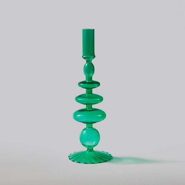 Emerald Green Glass Taper Candle Holder & Vases | Glass Vases | Abstract Decor | Decor Feature Pieces | Emerald Green Decor | Emerald Green Glass Candle Holders | Home Decor | Estilo Living