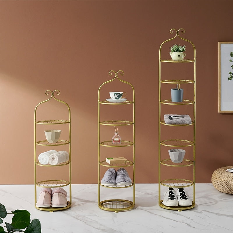 Elegant Gold Vintage Multilayer Shoe Racks | Shoe Stand | Stylish Shoe Storage | Home Storage | Shoe Stand | Shoe display | Shoe Shelves | Estilo Living