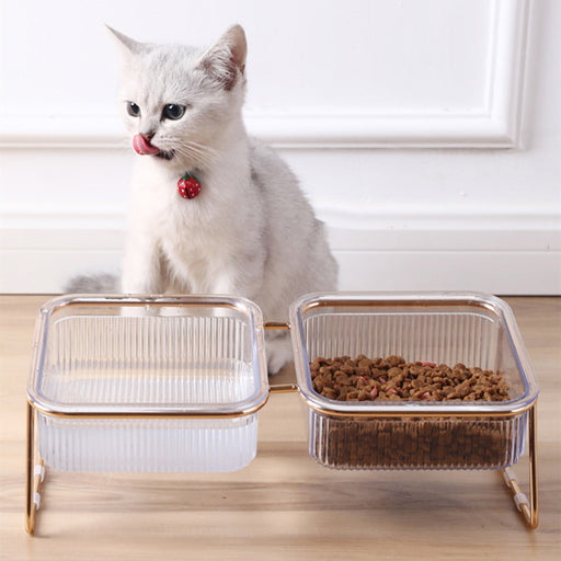 Stylish Luxe Non-Slip Double Pet Bowl Feeder with Stand | Cat Bowls | Dog Bowls | Pet Bowls | Dog Feeder | Cat Feeder | Transparent Pet Bowls | Estilo Living