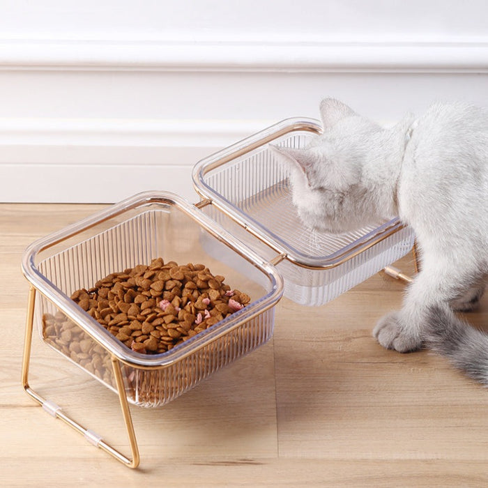 Stylish Luxe Non-Slip Double Pet Bowl Feeder with Stand | Cat Bowls | Dog Bowls | Pet Bowls | Dog Feeder | Cat Feeder | Transparent Pet Bowls | Estilo Living