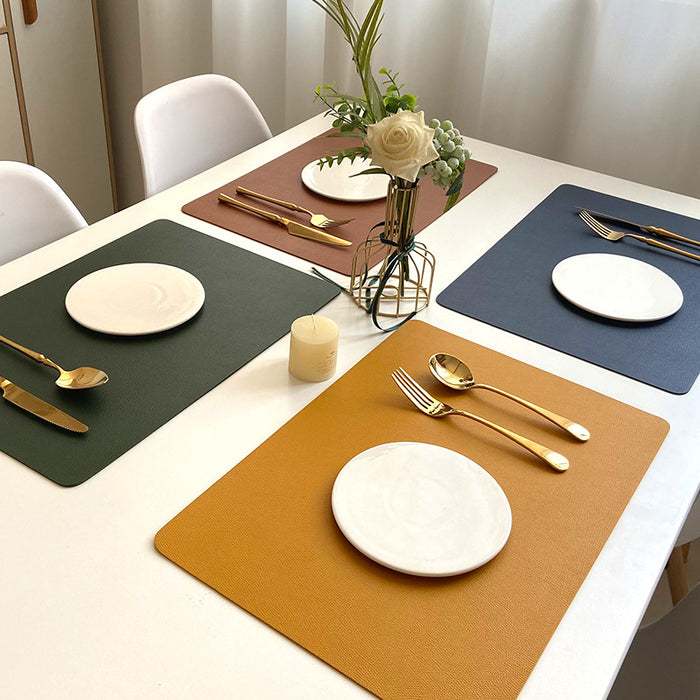 Modern Rectangle Waterproof PU Leather Placemats | Tableware | Faux Leather Placemats and Coasters | Colorful Placemats | Estilo Living