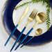 Gold and Blue 24-Piece Dinnerware Cutlery Set | Flatware Sets | Metallic Cutlery Sets | Gold and Blue Cutlery | Stylish Cutlery | Modern Flatware | Elegant Flatware | Estilo Living